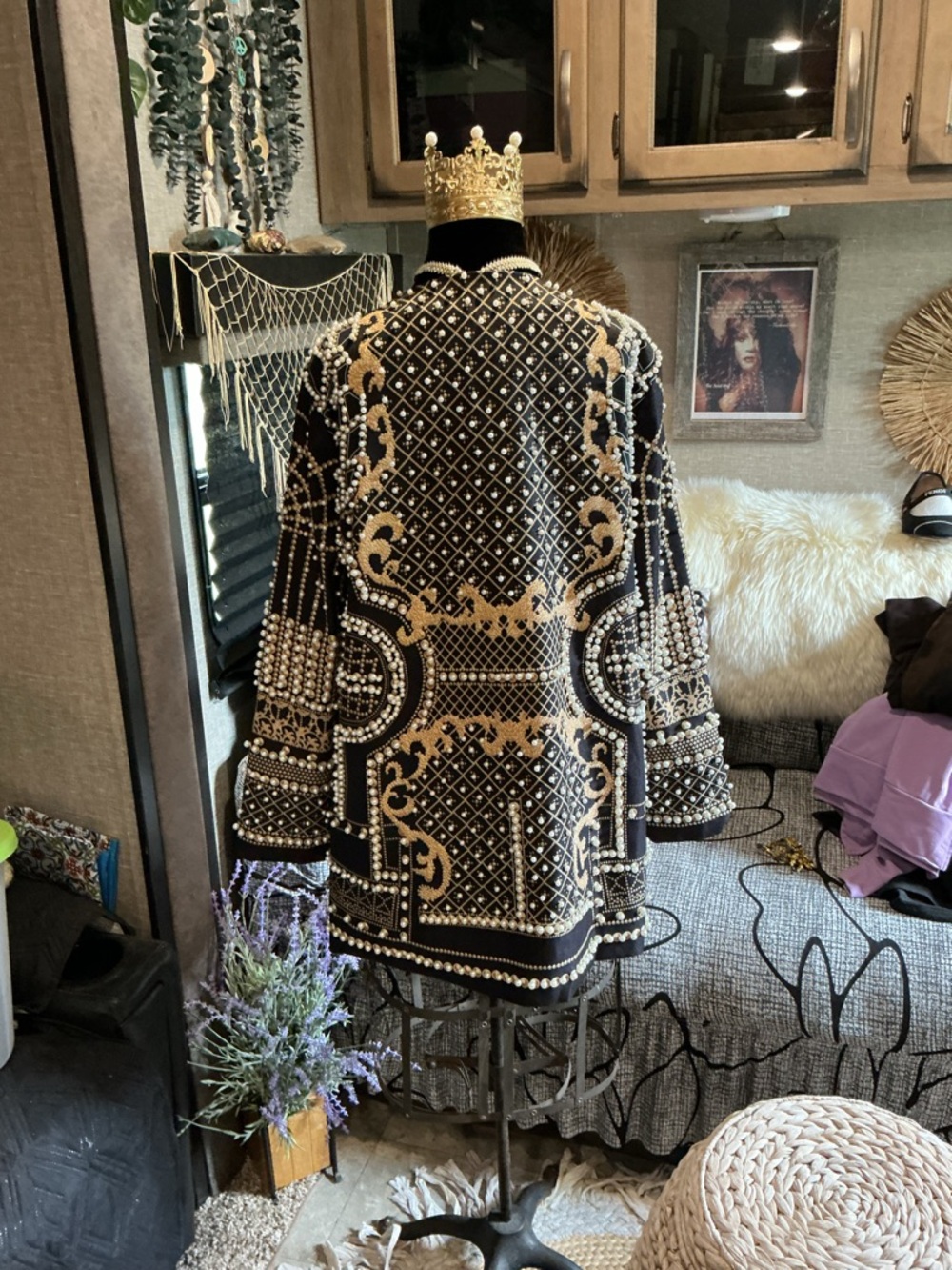 Embellished Black and Gold Pearl Beaded Jacket XXL NWOT - Picture 2 of 14